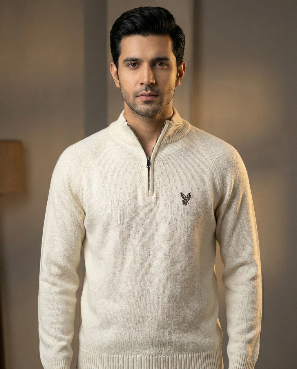 Knitted Quarter Zipper Sweater